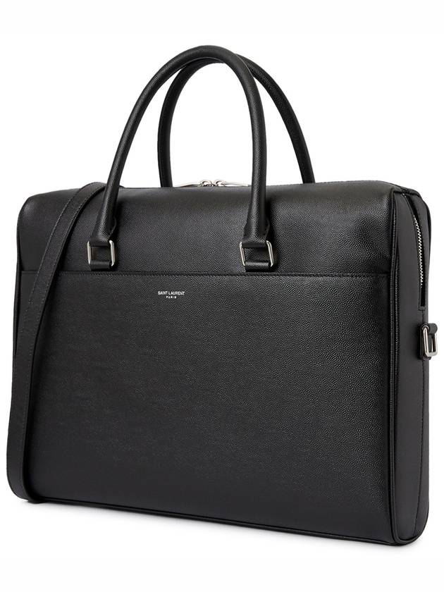 Logo Leather Brief Case Black - SAINT LAURENT - BALAAN 3