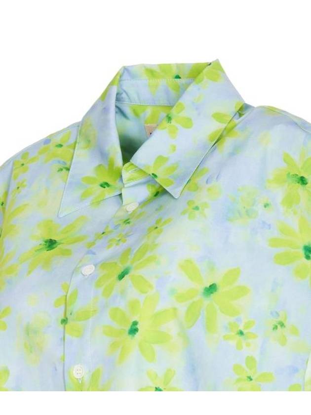 Floral Printing Short Sleeve Shirt Aqua Marine - MARNI - BALAAN 4