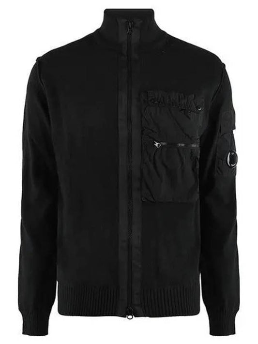 Cotton Mix Zip-Up Knit Cardigan Black - CP COMPANY - BALAAN 2