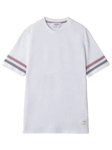 Cotton short sleeve knit t shirt white - THOM BROWNE - BALAAN 1