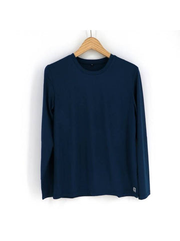 SPGRGOSN Unisex Basic Plain Functional Round Long Sleeve Tee Blue - SUPENER - BALAAN 1