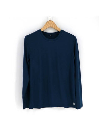 SPGRGOSN Unisex Basic Plain Functional Round Long Sleeve Tee Blue - SUPENER - BALAAN 1