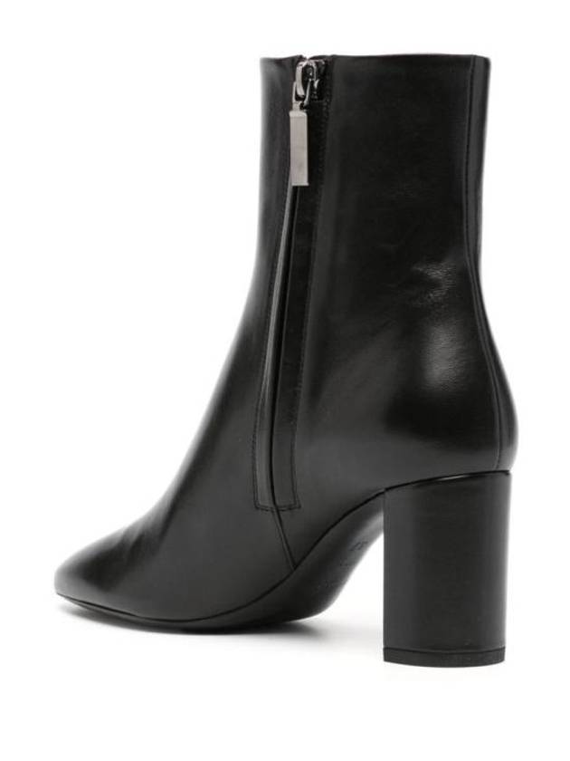 Women's Loose Smooth Leather Ankle Middle Boots Black - SAINT LAURENT - BALAAN 4