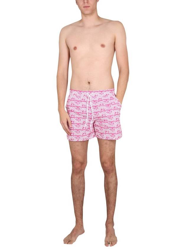 Men's All-Over Wave Logo Print Swarm Shorts Purple - GCDS - BALAAN 3