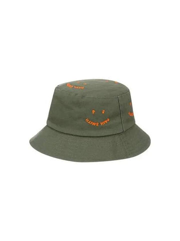 PS Happy Logo Embroidered Bucket Hat Green 270176 - PAUL SMITH - BALAAN 1