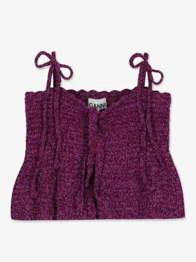 Crochet Velvet Peplum Sleeveless Purple - GANNI - BALAAN 2