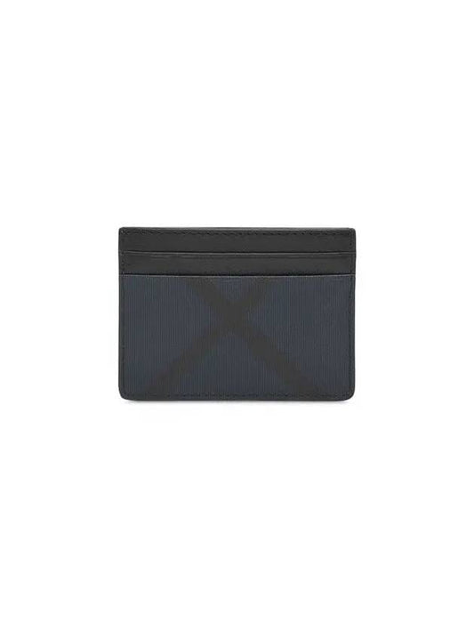 Check Leather Card Wallet Navy - BURBERRY - BALAAN 2