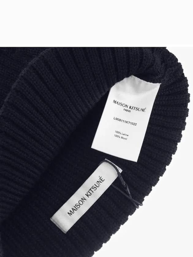 Wool Fox Head Beanie Navy Blue - MAISON KITSUNE - BALAAN 4