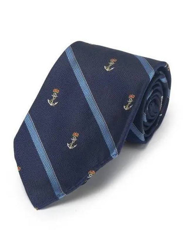 Vintage Style Anchor Stripe Silk Tie Navy - POLO RALPH LAUREN - BALAAN 1