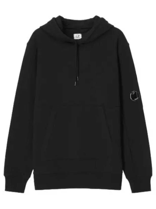 Diagonal Raised Fleece Hooded Black Sweatshirt Hoodie - CP COMPANY - BALAAN 1