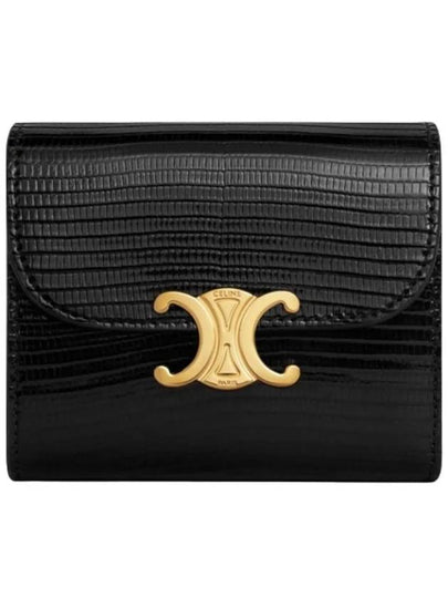 Small Triomphe Wallet Lizard Black - CELINE - BALAAN 2