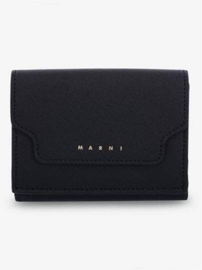 Logo Leather Half Wallet Black - MARNI - BALAAN 2