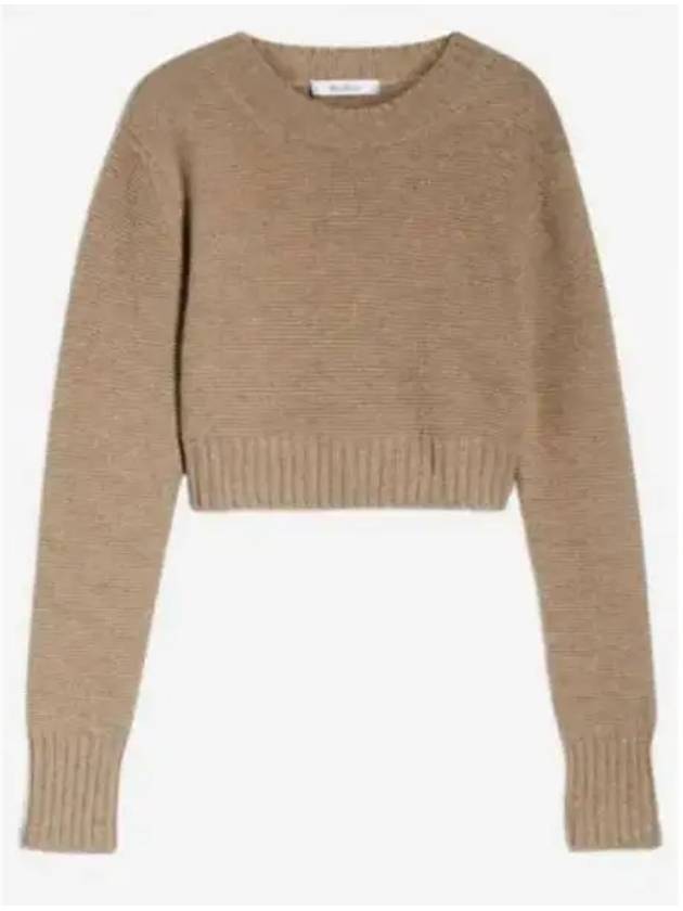 Kaya Crop Cashmere Knit Top Sand - MAX MARA - BALAAN 2