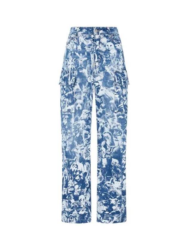 STELLA McCARTNEY Animal Pattern Bootcut Cargo Jeans Blue - STELLA MCCARTNEY - BALAAN 1