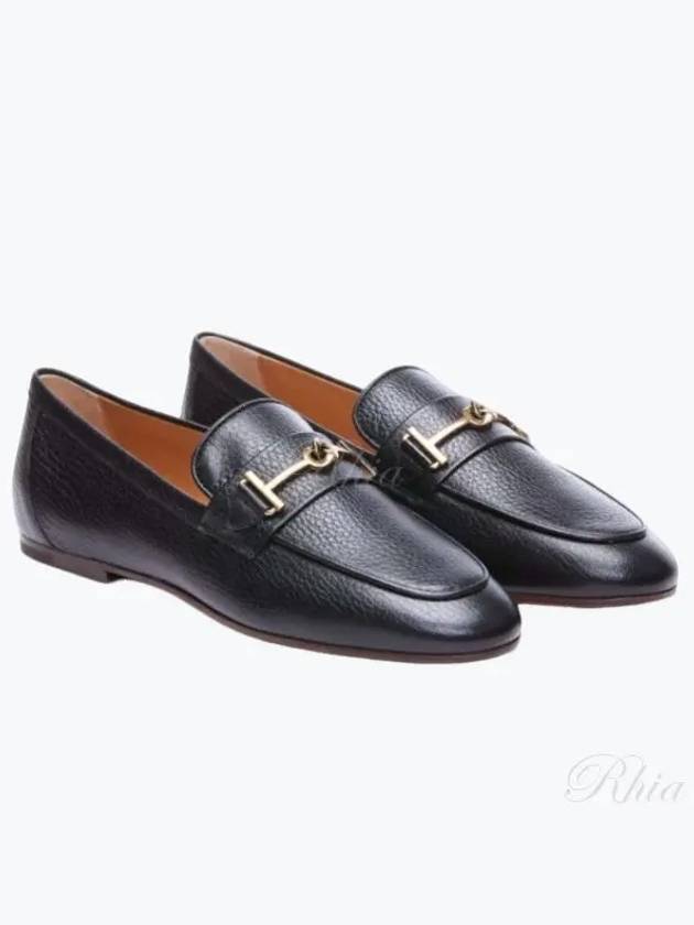 Women's Double T Logo Leather Loafers Black - TOD'S - BALAAN 2