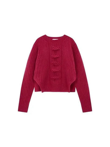 STELLA McCARTNEY Women s Chain Cable Cashmere Knit China Plum - STELLA MCCARTNEY - BALAAN 1