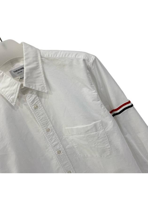 Men's Poplin Grosgrain Armband Classic Long Sleeve Shirt White - THOM BROWNE - BALAAN 5