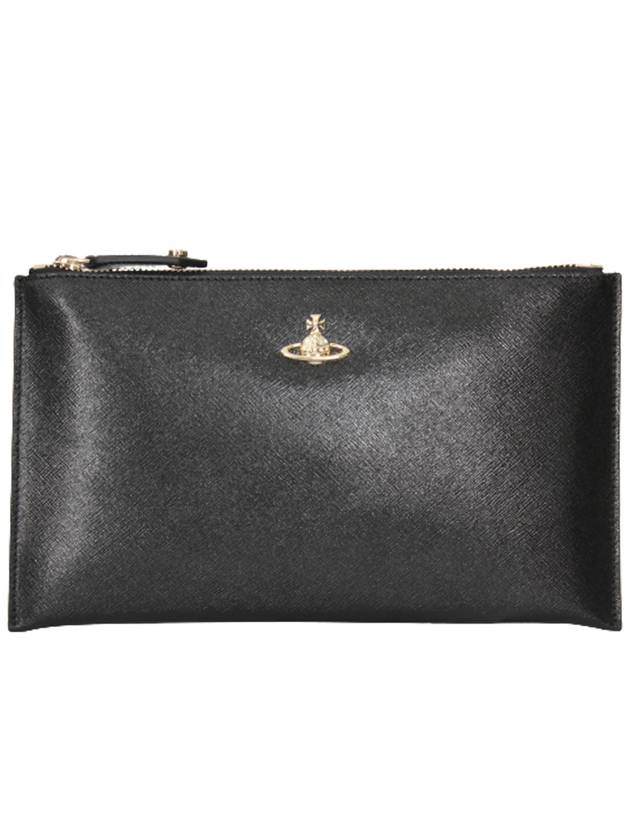 Leather Zipper Clutch Bag Black - VIVIENNE WESTWOOD - BALAAN 3