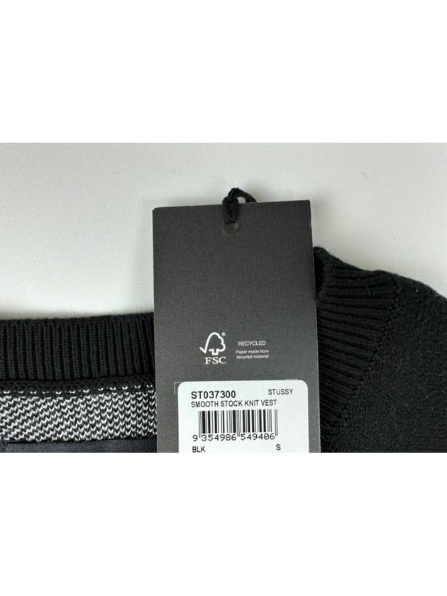 Smooth Stock Logo Knit Vest Black - STUSSY - BALAAN 8