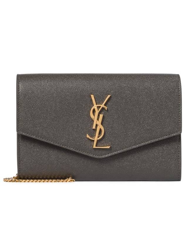 Monogram Uptown Chain Embossed Leather Long Wallet Storm Gold - SAINT LAURENT - BALAAN 1