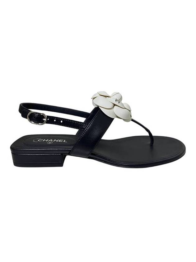 Women's Camellia Lambskin Sandals Black - CHANEL - BALAAN 1