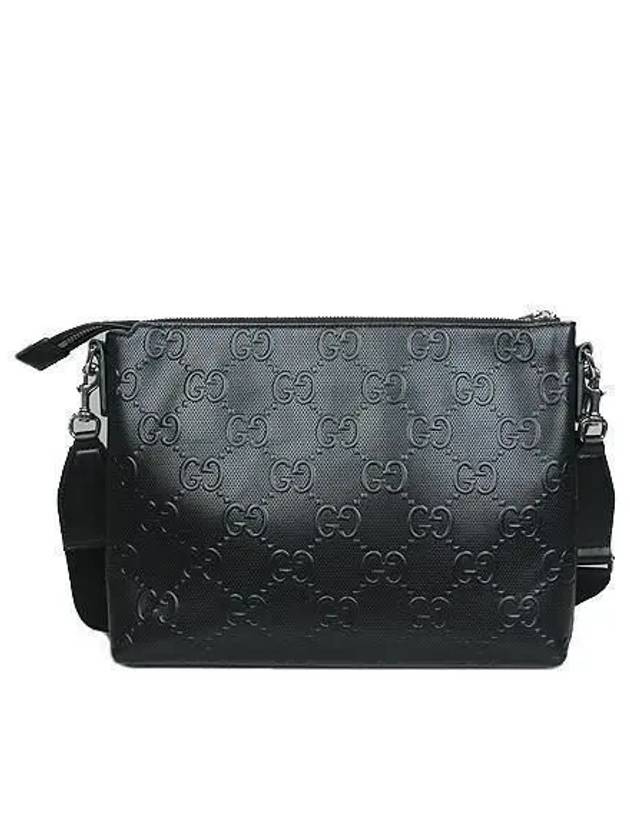 696009 Black leather embossed medium messenger and clutch bag - GUCCI - BALAAN 4