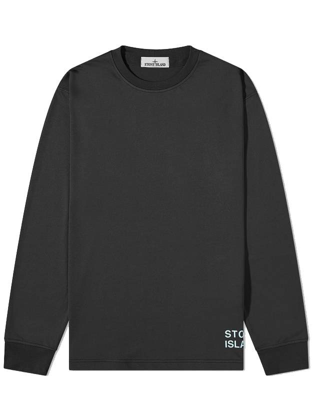 Logo Cotton Long Sleeve T-Shirt Black - STONE ISLAND - BALAAN 1