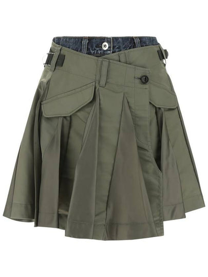 two-tone nylon denim shorts khaki blue - SACAI - BALAAN 2