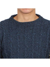 Donegal Twist Cable 4-Bar Classic Crewneck Knit Top Blue - THOM BROWNE - BALAAN 7