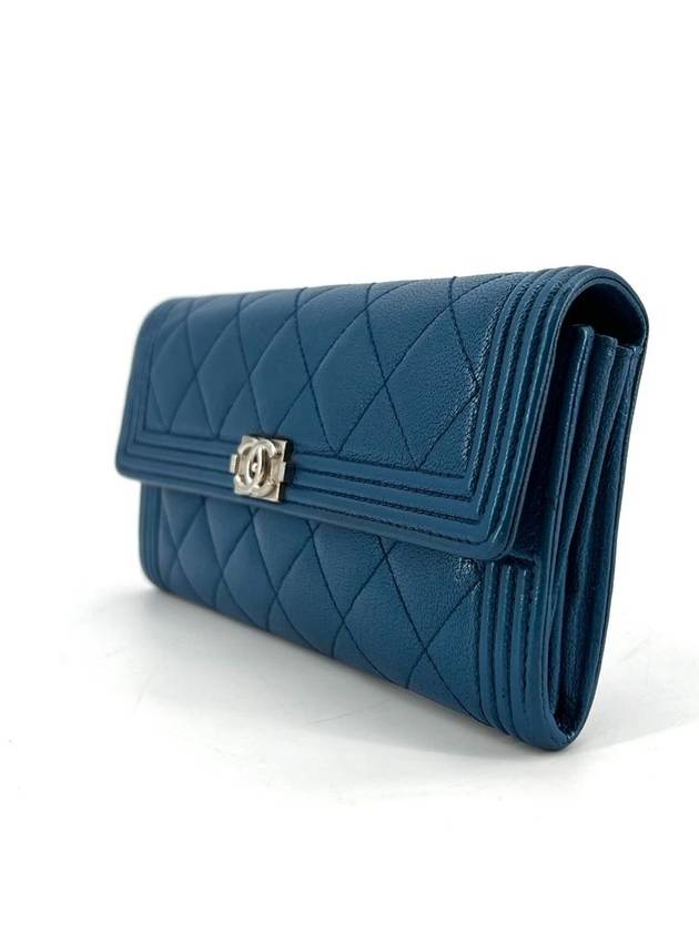 Boy calfskin flap long wallet - CHANEL - BALAAN 4