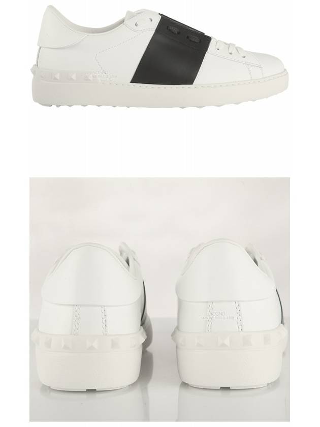 Men's Hidden Strap Rockstud Color Contrast Sneakers White Black - VALENTINO - BALAAN 5