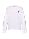 Logo Patch Cotton Jersey Long Sleeve T-Shirt White - STONE ISLAND - BALAAN 2