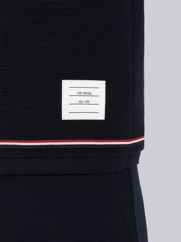 Ottoman Rib Stipe Cotton Short Sleeve T-Shirt Navy - THOM BROWNE - BALAAN 4