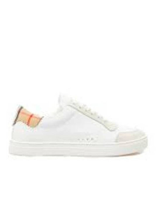 Leather Suede Check Cotton Low Top Sneakers White - BURBERRY - BALAAN 2