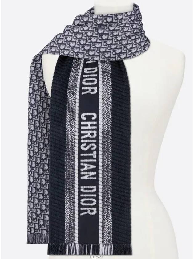 Oblique University Reversible Wool Muffler Blue - DIOR - BALAAN 2