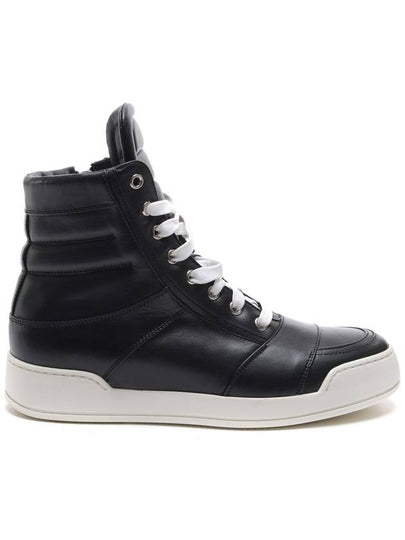 Leather High Top Sneakers Black - BALMAIN - BALAAN 2