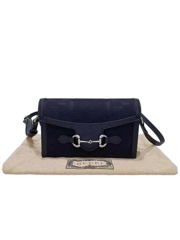 Women s 699296 Black Canvas Horsebit 1955 Mini Shoulder Bag - GUCCI - BALAAN 10