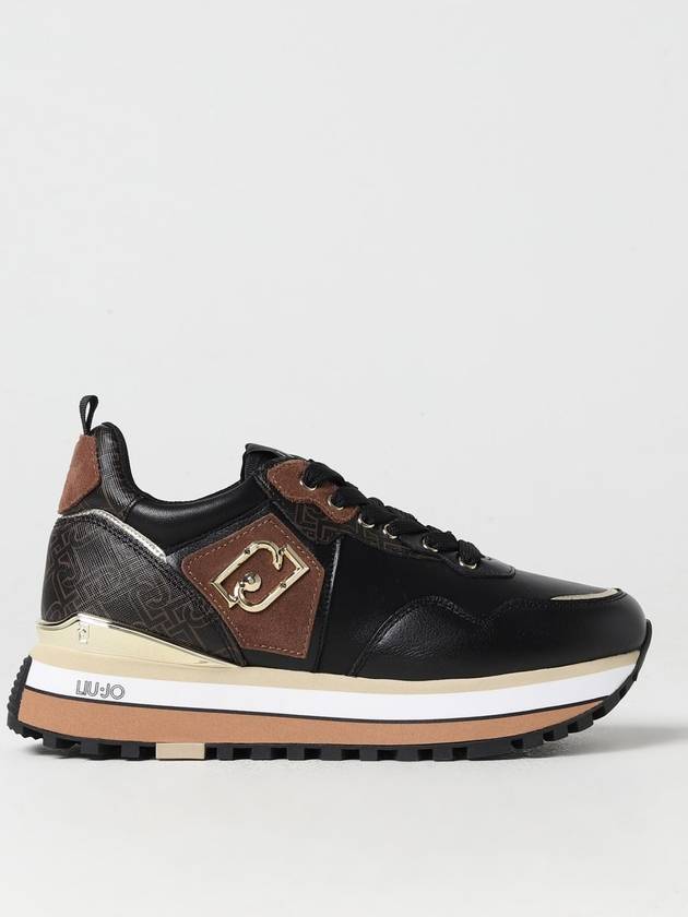 Sneakers Maxi Wonder Liu Jo in pelle con monogram in metallo e platform - LIU JO - BALAAN 1