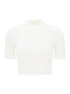 Logo Patch Short Sleeve Knit Top White - COURREGES - BALAAN 1