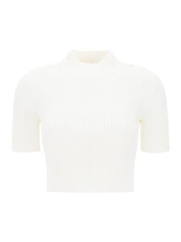 Logo Patch Short Sleeve Knit Top White - COURREGES - BALAAN 1