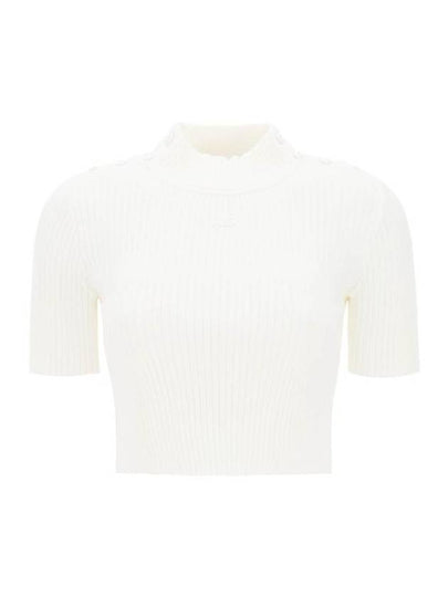 Logo Patch Short Sleeve Knit Top White - COURREGES - BALAAN 1