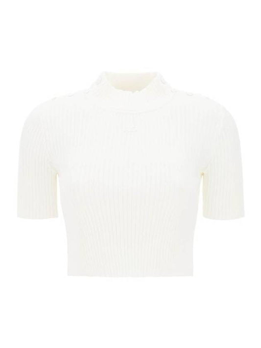 Logo Patch Short Sleeve Knit Top White - COURREGES - BALAAN 1