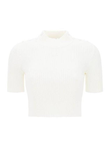 Logo Patch Short Sleeve Knit Top White - COURREGES - BALAAN 1