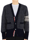 Mohair Tweed 4-Bar Classic V-neck Cardigan Navy - THOM BROWNE - BALAAN 2