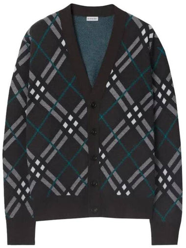 Check V-Neck Wool Mohair Blend Cardigan Snug - BURBERRY - BALAAN 1