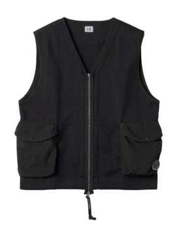 Lens wappen zip up vest black - CP COMPANY - BALAAN 1