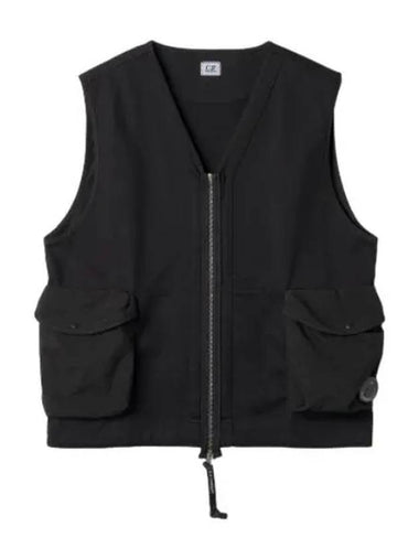 Lens Waffen Zip Up Vest Black - CP COMPANY - BALAAN 1