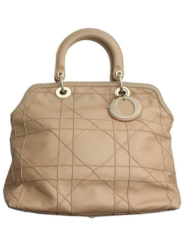 Cannage Beige Lambskin Tote Bag - DIOR - BALAAN 1