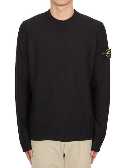 Wappen Patch Crew Neck Knit Top Black - STONE ISLAND - BALAAN 2