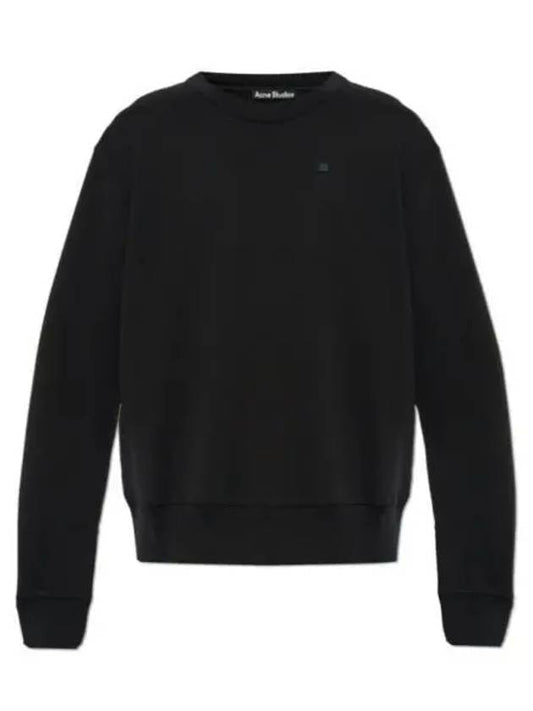 Face Logo Applique Cotton Sweatshirt Black - ACNE STUDIOS - BALAAN 2